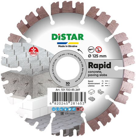 Tarcza diamentowa do cięcia betonu 125mm RAPID CUTTING BLADE DISTAR