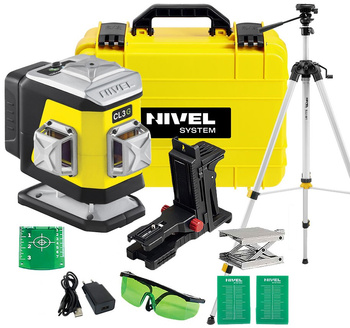 ZESTAW LASER KRZYŻOWY 3D ZIELONY CL3G NIVEL SYSTEM + STATYW