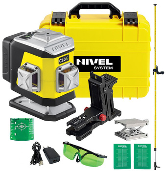 ZESTAW LASER KRZYŻOWY 3D ZIELONY CL3G NIVEL SYSTEM + TYCZKA