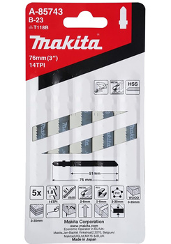 Brzeszczot do wyrzynarek do drewna metalu PCV 5szt A-85743 Makita